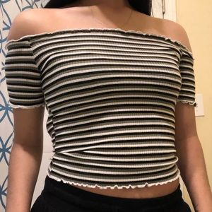 Off the shoulder army green top